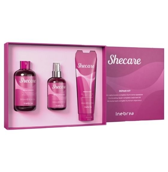 INEBRYA KIT REPARADOR SHECARE REPAIR (CH 300ML + SPRAY MAGIC 200ML + MASK 250ML)