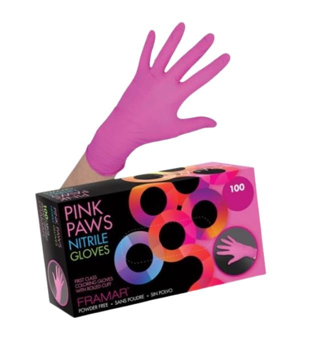 FRAMAR PINK PAWS GUANTES DE NITRILO 100 UDS. TALLA L